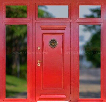 Красная парадная дверь для частного дома ДПР-88 в Королеве