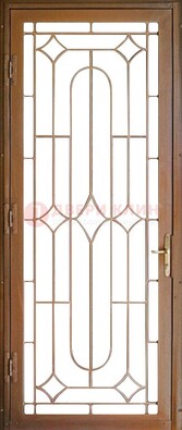 Коричневая железная решетчатая дверь с узором ДР-25 в Гатчине