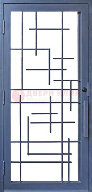Современная железная решетчатая дверь синяя ДР-31 в Твери