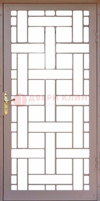 Коричневая металлическая решетчатая дверь для дома ДР-47 в Черноголовке