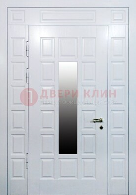 Белая входная дверь с МДФ панелью и стеклом ДС-56 в Королеве