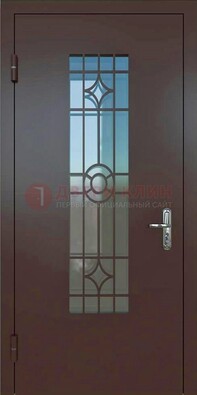 Входная металлическая дверь со стеклом для дома ДС-6 в Чебоксарах