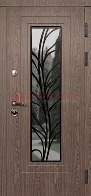 Металлическая дверь со стеклом и ковкой в стиле модерн ДСК-106 в Перми