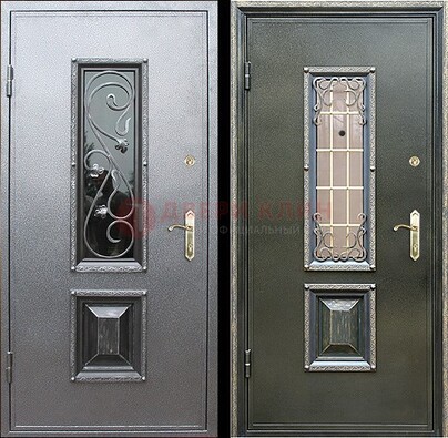 Звукоизоляционная металлическая дверь со стеклом и ковкой ДСК-12 в Королеве