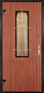 Дополнительная дверь со стеклом и золотой ковкой ДСК-16 в Лобне