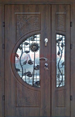 Входная дверь стекло с ковкой и резьбой ДСК-202 в Сочи