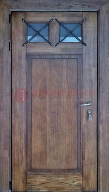 Металлическая дверь с Виноритом со стеклом и ковкой под старину ДСК-209 