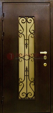 Металлическая дверь с армированным стеклопакетом и ковкой ДСК-20 в Королеве