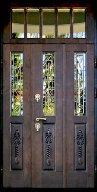 Стальная дверь Винорит со стеклом и ковкой с фрамугой ДСК-233 в Королеве