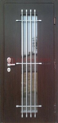Современная стальная дверь с Виноритом стеклом и ковкой ДСК-262 в Дмитрове
