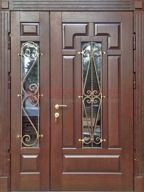 Стальная распашная дверь Винорит стекло и ковка ДСК-274 в Королеве