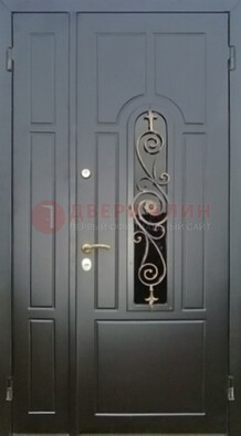 Металлическая дверь Винорит со стеклом в темном цвете ДСК-276 в Королеве