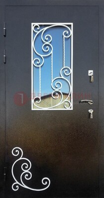 Входная дверь Порошок со стеклом и ковкой ДСК-278 в Королеве