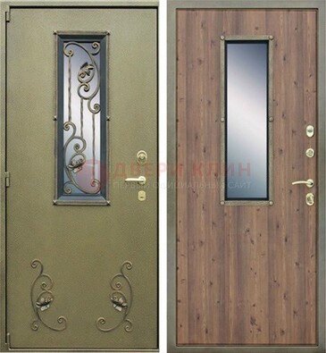 Офисная железная дверь со стеклом и ковкой ДСК-44 в Королеве