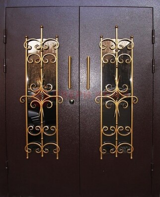 Металлическая дверь с ковкой и остеклением ДСК-49 в Королеве