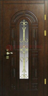 Дизайнерская металлическая дверь со стеклом и ковкой ДСК-50 в Орле