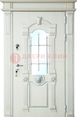 Герметичная входная дверь со стеклом и ковкой с украшением ДСК-64 в Омске