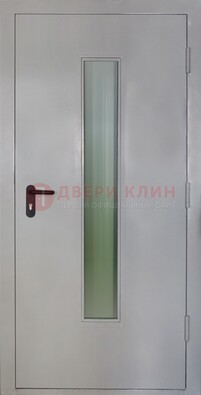 Белая металлическая техническая дверь со стеклянной вставкой ДТ-2 в Королеве