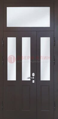 Черная тамбурная дверь со стеклянными вставками ДТМ-38 в Кудрово