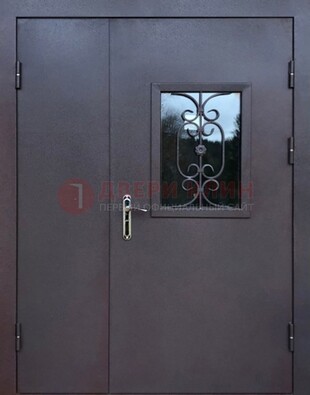 Тамбурная дверь Порошок со стеклом и ковкой ДТМ-48 в Королеве