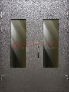 Серая тамбурная дверь со стеклянными вставками ДТМ-8 в Королеве