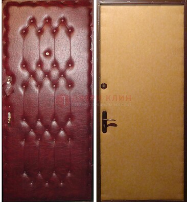 Бордовая металлическая дверь с винилискожей ДВ-1 в Зеленограде