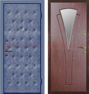 Синяя железная дверь с винилискожей ДВ-39 в Ростове-На-Дону