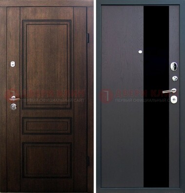 Входная дверь Итальянский орех с МДФ с черным стеклом ДМ-1199 в Королеве