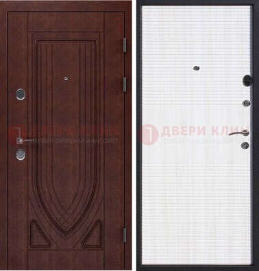 Уличная темная филенчатая дверь с виноритом и МДФ Белый ясень ДВТ-141 в Чехове