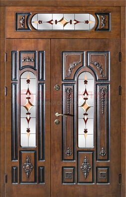 Элитная дверь цвета дуб с виноритом и витражом ДВТ-177 в Королеве