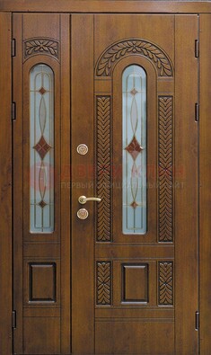 Темная стальная дверь с виноритом и стеклом ДВТ-179 в Королеве