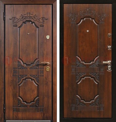 Коричневая железная дверь с виноритом и узором ДВТ-211 в Королеве