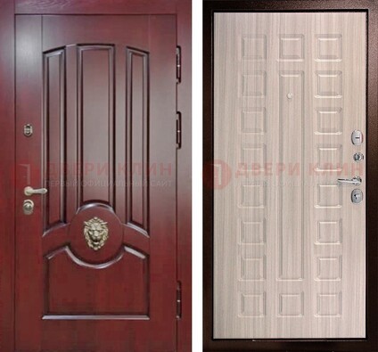 Темно-красная входная дверь с виноритом ДВТ-234 в Королеве