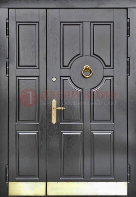 Черная металическая дверь с виноритом для дома ДВТ-241 в Королеве