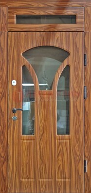 Коричневая классическая входная дверь с виноритом ДВТ-66 в Раменском