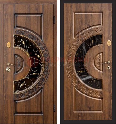 Металлическая дверь с виноритом и панелью Золотой Дуб ДВТ-71 в Королеве