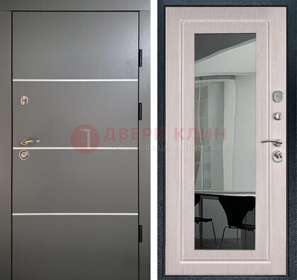 Черная металлическая дверь с зеркалом ДЗ-12 в Королеве