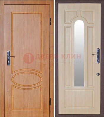 Светлая железная дверь с зеркалом ДЗ-24 в Королеве