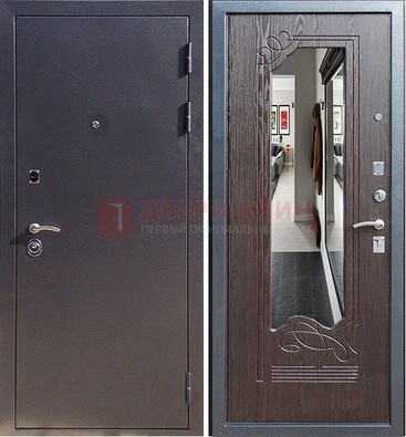 Черная входная дверь с зеркалом МДФ внутри ДЗ-29 в Омске