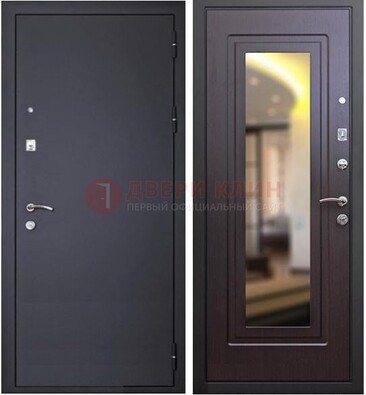 Черная железная дверь с зеркалом ДЗ-30 в Павловском Посаде