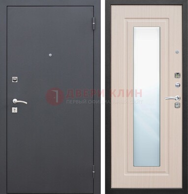 Черная входная дверь с зеркалом МДФ внутри ДЗ-31 в Королеве