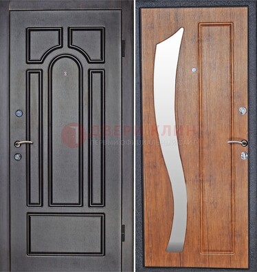 Темная железная дверь с зеркалом ДЗ-35 в Королеве