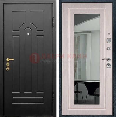 Темная стальная дверь с МДФ Капучино и зеркалом ДЗ-55 в Королеве