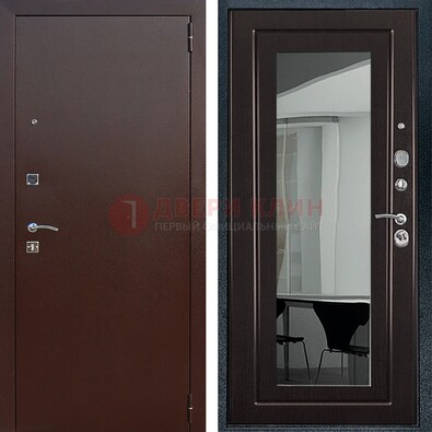 Металлическая дверь с порошковым напылением с МДФ и зеркалом ДЗ-61 в Королеве