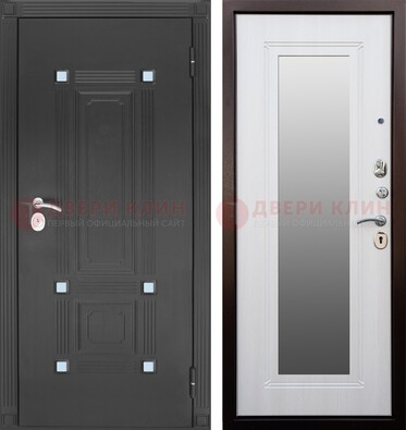 Стальная черная дверь МДФ с зеркалом ДЗ-76 в Королеве