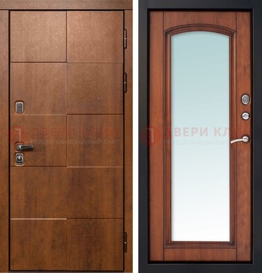 Белая филенчатая дверь с фрезерованной МДФ и зеркалом ДЗ-81 в Королеве