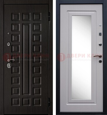 Черная филенчатая металлическая дверь МДФ с зеркалом ДЗ-83 в Королеве