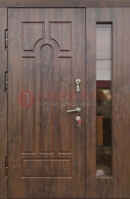Полуторная стальная дверь с МДФ и стеклом ПЛ-18 в Коломне