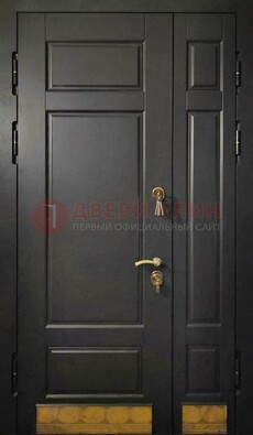 Черная полуторная железная дверь для частного дома ПЛ-2 в Старой Купавне