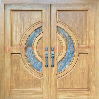 Двухстворчатая металлическая дверь с витражом ВЖ-11 